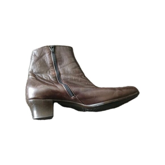 Munro American Womems 8.5 Chocolate Brown Leather Ankle Boots Comfurt Preppy - Picture 5 of 6